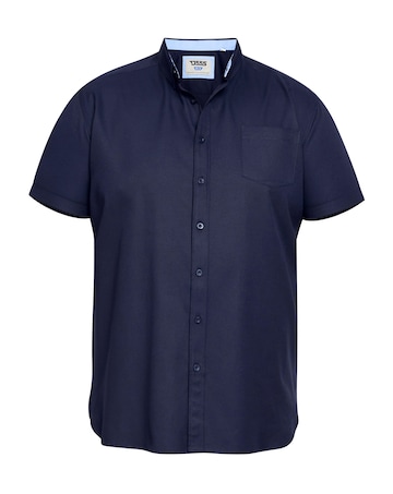 D555 Big & Tall James S/S Button Down Oxford Shirt with Chest Pocket - Navy