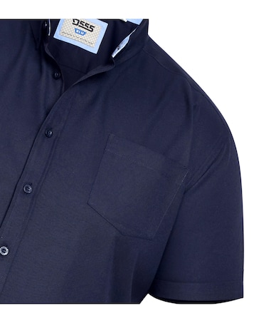 D555 Big & Tall James S/S Button Down Oxford Shirt with Chest Pocket - Navy