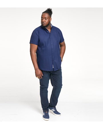 D555 Big & Tall James S/S Button Down Oxford Shirt with Chest Pocket - Navy