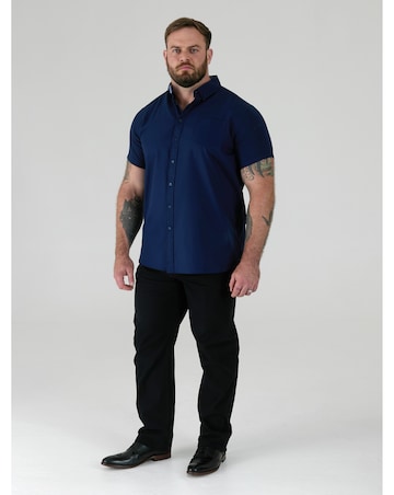 D555 James-NAVY Basic Oxford Short Sleeve Shirt
