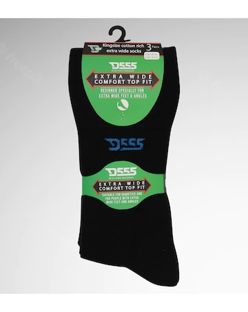 D555 Big & Tall Harold-1 Pack of 3 Extra Wide Comfort Fit Socks - Black