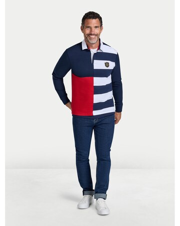 Raging Bull Long Sleeve Harlequin Stripe Rugby Navy