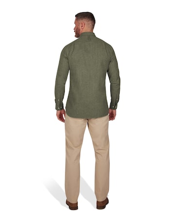 Raging Bull Long Sleeve Brushed Twill Shirt Khaki