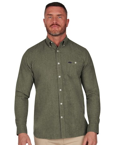 Raging Bull Long Sleeve Brushed Twill Shirt Khaki