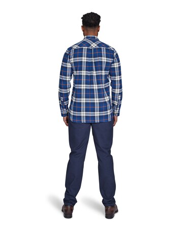 Raging Bull Long Sleeve Large Plaid Brushed Cotton Shirt Navy
