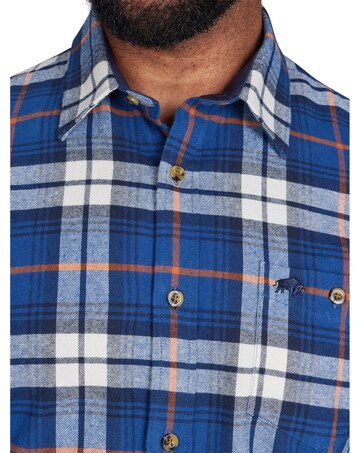 Raging Bull Long Sleeve Large Plaid Brushed Cotton Shirt Navy
