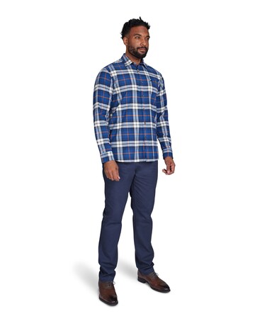 Raging Bull Long Sleeve Large Plaid Brushed Cotton Shirt Navy