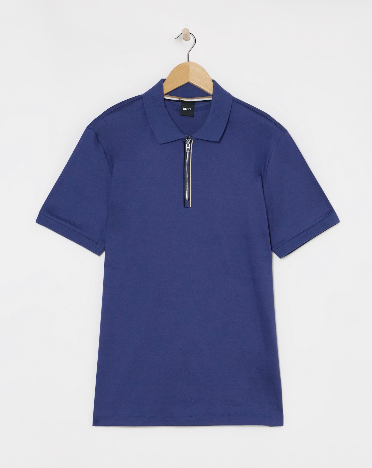 BOSS Short Sleeve Zip Neck Navy Polo
