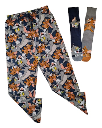 Mens Tom & Jerry Loungepant 2pk Sock