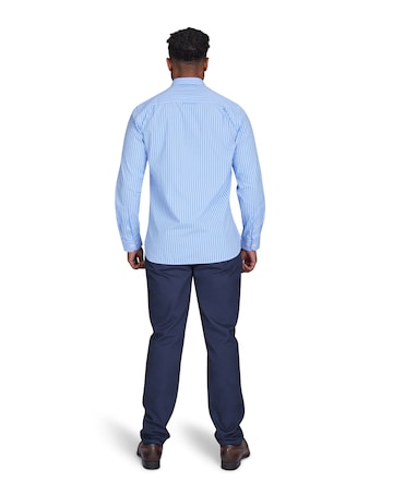 Raging Bull Long Sleeve Classic Stripe Shirt Mid Blue