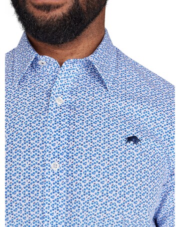 Raging Bull Long Sleeve Pentagon Pattern Shirt Navy