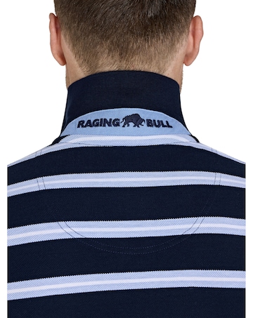 Raging Bull Classic Triple Stripe Birdseye Polo Navy
