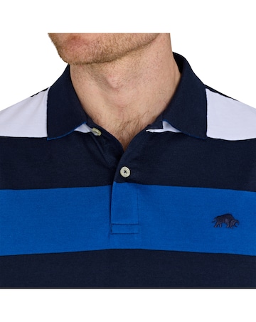 Raging Bull Classic Jersey Contrast Panel Polo Navy