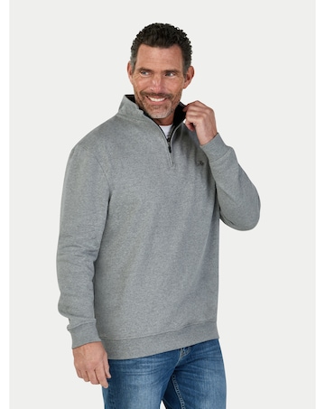 Raging Bull Classic Jersey Quarter Zip Sweat Grey Marl