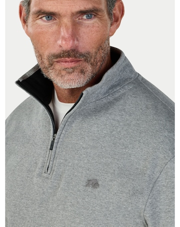 Raging Bull Classic Jersey Quarter Zip Sweat Grey Marl