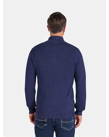 Raging Bull Classic Quarter Zip Cotton/Cashmere Knit Navy
