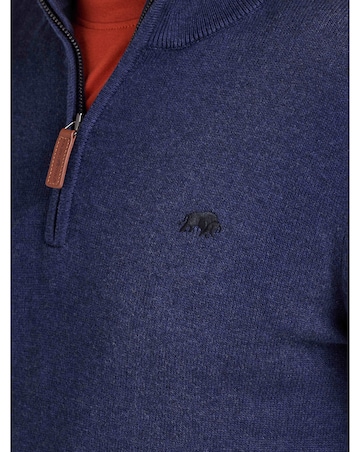 Raging Bull Classic Quarter Zip Cotton/Cashmere Knit Navy
