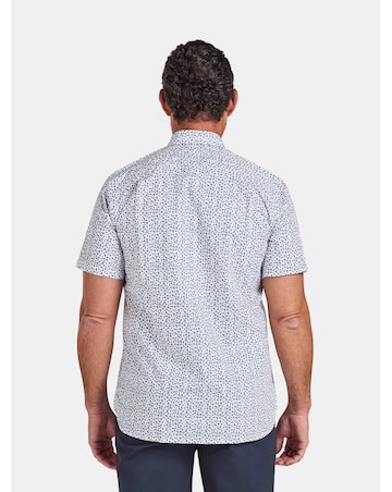 Raging Bull Short Sleeve Floral Cotton Poplin Shirt Sky Blue