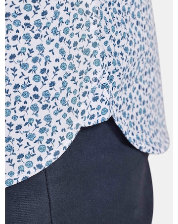 Raging Bull Short Sleeve Floral Cotton Poplin Shirt Sky Blue