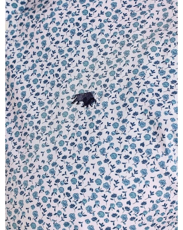 Raging Bull Short Sleeve Floral Cotton Poplin Shirt Sky Blue