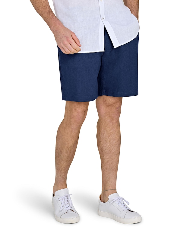 Raging Bull Stretch Waist Linen Short Navy