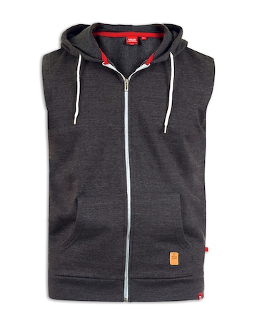D555 Big & Tall Blake Sleeveless Fleece Hoody - Charcoal