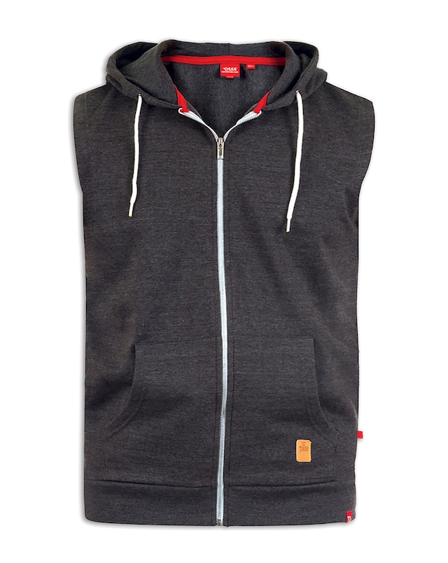 D555 Big & Tall Blake Sleeveless Fleece Hoody - Charcoal
