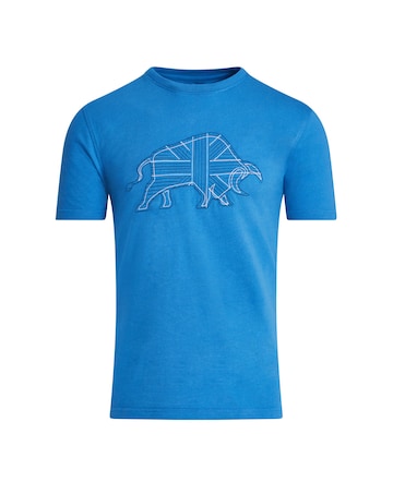 Raging Bull Stitch Embroidery Bull T-Shirt Teal