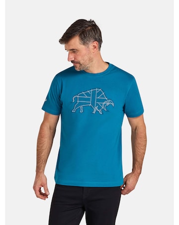 Raging Bull Stitch Embroidery Bull T-Shirt Teal