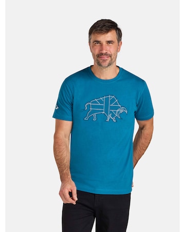 Raging Bull Stitch Embroidery Bull T-Shirt Teal