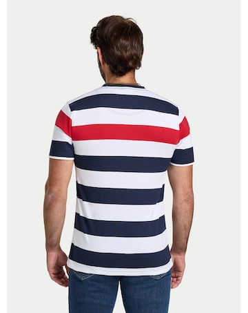 Raging Bull Contrast Chest Stripe T-Shirt Navy/Red