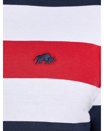 Raging Bull Contrast Chest Stripe T-Shirt Navy/Red
