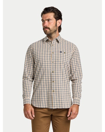 Raging Bull L/S Brookes Gingham Brushed Cotton Twill Shirt Tan