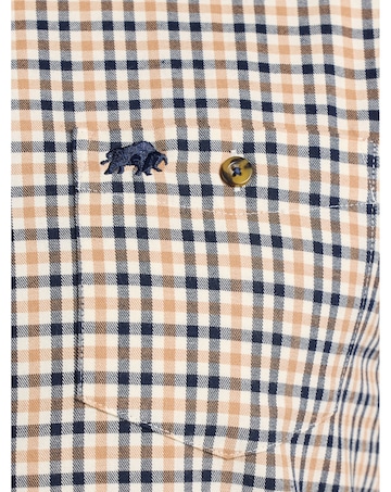 Raging Bull L/S Brookes Gingham Brushed Cotton Twill Shirt  Tan