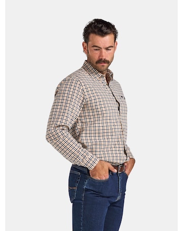 Raging Bull L/S Brookes Gingham Brushed Cotton Twill Shirt Tan