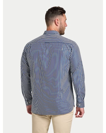Raging Bull L/S Classic Poplin Stripe Shirt  Navy