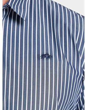 Raging Bull L/S Classic Poplin Stripe Shirt  Navy