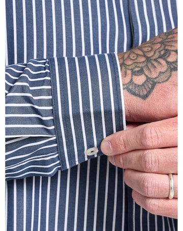 Raging Bull L/S Classic Poplin Stripe Shirt  Navy