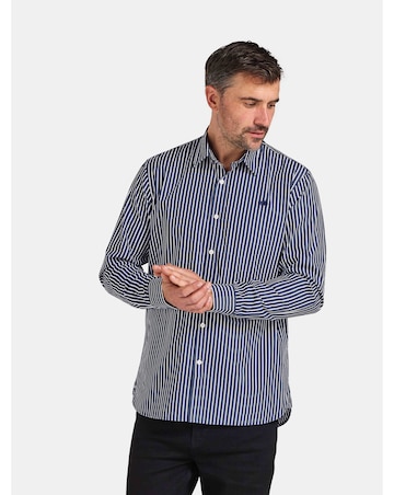 Raging Bull L/S Classic Poplin Stripe Shirt Navy