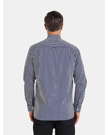 Raging Bull L/S Classic Poplin Stripe Shirt  Navy