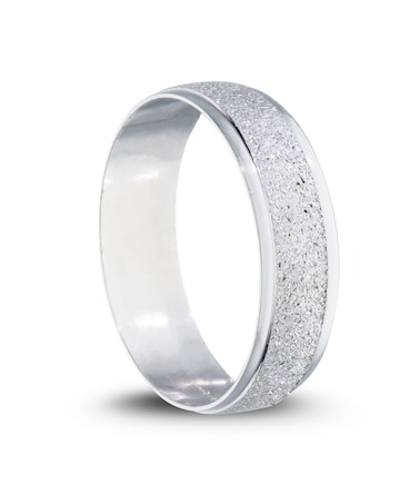 9 Carat White Gold Sparkle D Shape 6mm Wedding Band
